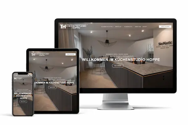 Website des Küchenstudios Hoppe auf verschiedenen Geräten